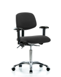 Fabric ESD Chair - Medium Bench Height with Seat Tilt, Adjustable Arms, & ESD Casters in ESD Black Fabric ESD-FMBCH-CR-T1-A1-NF-EC-ESDBLK