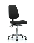 Fabric ESD Chair - Medium Bench Height with Medium Back & ESD Stationary Glides in ESD Black Fabric ESD-FMBCH-MB-CR-T0-A0-NF-EG-ESDBLK