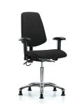 Fabric ESD Chair - Medium Bench Height with Medium Back, Adjustable Arms, & ESD Stationary Glides in ESD Black Fabric ESD-FMBCH-MB-CR-T0-A1-NF-EG-ESDBLK