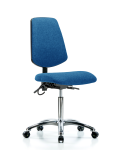 Fabric ESD Chair - Medium Bench Height with Medium Back, Seat Tilt, & ESD Casters in ESD Blue Fabric ESD-FMBCH-MB-CR-T1-A0-NF-EC-ESDBLU