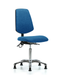Fabric ESD Chair - Medium Bench Height with Medium Back, Seat Tilt, & ESD Stationary Glides in ESD Blue Fabric ESD-FMBCH-MB-CR-T1-A0-NF-EG-ESDBLU