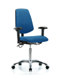 Fabric ESD Chair - Medium Bench Height with Medium Back, Seat Tilt, Adjustable Arms, & ESD Casters in ESD Blue Fabric ESD-FMBCH-MB-CR-T1-A1-NF-EC-ESDBLU