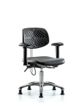 Polyurethane ESD Chair - Desk Height with Adjustable Arms & ESD Stationary Glides ESD-PDHCH-CR-T0-A1-EG