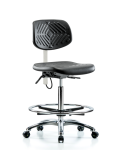 Polyurethane ESD Chair - High Bench Height with Chrome Foot Ring & ESD Casters ESD-PHBCH-CR-T0-A0-CF-EC