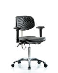 Polyurethane ESD Chair - Medium Bench Height with Adjustable Arms & ESD Casters ESD-PMBCH-CR-T0-A1-NF-EC