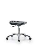 Polyurethane ESD Tractor Stool Chrome - Desk Height with ESD Casters in ESD Black Polyurethane ESD-PTDHSL-CR-EC