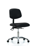 Vinyl ESD Chair - Desk Height with ESD Casters in ESD Black Vinyl ESD-VDHCH-CR-T0-A0-EC-ESDBLK