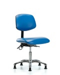 Vinyl ESD Chair - Desk Height with ESD Stationary Glides in ESD Blue Vinyl ESD-VDHCH-CR-T0-A0-EG-ESDBLU
