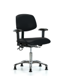 Vinyl ESD Chair - Desk Height with Adjustable Arms & ESD Stationary Glides in ESD Black Vinyl ESD-VDHCH-CR-T0-A1-EG-ESDBLK