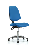 Vinyl ESD Chair - Desk Height with Medium Back & ESD Stationary Glides in ESD Blue Vinyl ESD-VDHCH-MB-CR-T0-A0-EG-ESDBLU