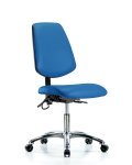 Vinyl ESD Chair - Desk Height with Medium Back, Seat Tilt, & ESD Casters in ESD Blue Vinyl ESD-VDHCH-MB-CR-T1-A0-EC-ESDBLU