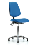 Vinyl ESD Chair - Desk Height with Medium Back, Seat Tilt, & ESD Stationary Glides in ESD Blue Vinyl ESD-VDHCH-MB-CR-T1-A0-EG-ESDBLU