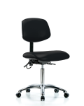 Vinyl ESD Chair - Medium Bench Height with ESD Casters in ESD Black Vinyl ESD-VMBCH-CR-T0-A0-NF-EC-ESDBLK