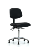 Vinyl ESD Chair - Medium Bench Height with ESD Stationary Glides in ESD Black Vinyl ESD-VMBCH-CR-T0-A0-NF-EG-ESDBLK