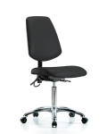 Vinyl ESD Chair - Medium Bench Height with Medium Back & ESD Casters in ESD Black Vinyl ESD-VMBCH-MB-CR-T0-A0-NF-EC-ESDBLK