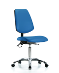 Vinyl ESD Chair - Medium Bench Height with Medium Back & ESD Casters in ESD Blue Vinyl ESD-VMBCH-MB-CR-T0-A0-NF-EC-ESDBLU