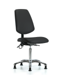 Vinyl ESD Chair - Medium Bench Height with Medium Back & ESD Stationary Glides in ESD Black Vinyl ESD-VMBCH-MB-CR-T0-A0-NF-EG-ESDBLK