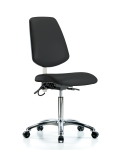 Vinyl ESD Chair - Medium Bench Height with Medium Back, Seat Tilt, & ESD Casters in ESD Black Vinyl ESD-VMBCH-MB-CR-T1-A0-NF-EC-ESDBLK