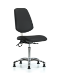 Vinyl ESD Chair - Medium Bench Height with Medium Back, Seat Tilt, & ESD Stationary Glides in ESD Black Vinyl ESD-VMBCH-MB-CR-T1-A0-NF-EG-ESDBLK
