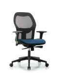 Executive Windova Mesh Back Chair with Standard Adjustable Arms, Marine Blue Supernova Seat, & Casters EXE-VMDHCH-RG-H0-A1-RC-8801