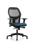 Executive Windova Mesh Back Chair with Standard Adjustable Arms, Marine Blue Supernova Seat, & Stationary Glides EXE-VMDHCH-RG-H0-A1-RG-8801