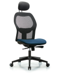 Executive Windova Mesh Back Chair with Marine Blue Supernova Seat, Head Rest, & Casters EXE-VMDHCH-RG-H1-A0-RC-8801