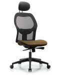 Executive Windova Mesh Back Chair with Taupe Supernova Seat, Head Rest, & Casters EXE-VMDHCH-RG-H1-A0-RC-8809
