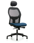 Executive Windova Mesh Back Chair with Marine Blue Supernova Seat, Head Rest, & Stationary Glides EXE-VMDHCH-RG-H1-A0-RG-8801