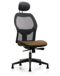 Executive Windova Mesh Back Chair with Taupe Supernova Seat, Head Rest, & Stationary Glides EXE-VMDHCH-RG-H1-A0-RG-8809