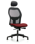Executive Windova Mesh Back Chair with Borscht Supernova Seat, Head Rest, & Stationary Glides EXE-VMDHCH-RG-H1-A0-RG-8815