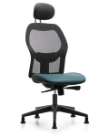 Executive Windova Mesh Back Chair with Storm Supernova Seat, Head Rest, & Stationary Glides EXE-VMDHCH-RG-H1-A0-RG-8822
