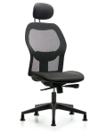 Executive Windova Mesh Back Chair with Carbon Supernova Seat, Head Rest, & Stationary Glides EXE-VMDHCH-RG-H1-A0-RG-8823