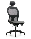 Executive Windova Mesh Back Chair with Sterling Supernova Seat, Head Rest, & Stationary Glides EXE-VMDHCH-RG-H1-A0-RG-8840
