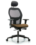 Executive Windova Mesh Back Chair with Taupe Supernova Seat, Head Rest, Standard Adjustable Arms, & Casters EXE-VMDHCH-RG-H1-A1-RC-8809