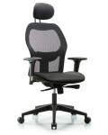 Executive Windova Mesh Back Chair with Carbon Supernova Seat, Head Rest, Standard Adjustable Arms, & Casters EXE-VMDHCH-RG-H1-A1-RC-8823