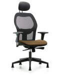 Executive Windova Mesh Back Chair with Taupe Supernova Seat, Head Rest, Standard Adjustable Arms, & Stationary Glides EXE-VMDHCH-RG-H1-A1-RG-8809