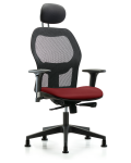 Executive Windova Mesh Back Chair with Borscht Supernova Seat, Head Rest, Standard Adjustable Arms, & Stationary Glides EXE-VMDHCH-RG-H1-A1-RG-8815