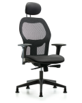 Executive Windova Mesh Back Chair with Carbon Supernova Seat, Head Rest, Standard Adjustable Arms, & Stationary Glides EXE-VMDHCH-RG-H1-A1-RG-8823