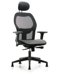 Executive Windova Mesh Back Chair with Sterling Supernova Seat, Head Rest, Standard Adjustable Arms, & Stationary Glides EXE-VMDHCH-RG-H1-A1-RG-8840