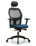 Executive Windova Mesh Back Chair with Marine Blue Supernova Seat, Head Rest, 3D Adjustable Arms, & Casters EXE-VMDHCH-RG-H1-A2-RC-8801