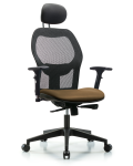 Executive Windova Mesh Back Chair with Taupe Supernova Seat, Head Rest, 3D Adjustable Arms, & Casters EXE-VMDHCH-RG-H1-A2-RC-8809