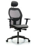 Executive Windova Mesh Back Chair with Sterling Supernova Seat, Head Rest, 3D Adjustable Arms, & Casters EXE-VMDHCH-RG-H1-A2-RC-8840