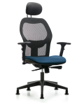 Executive Windova Mesh Back Chair with Marine Blue Supernova Seat, Head Rest, 3D Adjustable Arms, & Stationary Glides EXE-VMDHCH-RG-H1-A2-RG-8801