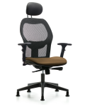 Executive Windova Mesh Back Chair with Taupe Supernova Seat, Head Rest, 3D Adjustable Arms, & Stationary Glides EXE-VMDHCH-RG-H1-A2-RG-8809
