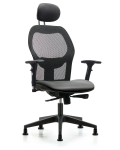 Executive Windova Mesh Back Chair with Sterling Supernova Seat, Head Rest, 3D Adjustable Arms, & Stationary Glides EXE-VMDHCH-RG-H1-A2-RG-8840