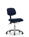 Fabric Chair Chrome - Desk Height with Casters in Navy Fabric FDHCH-CR-T0-A0-CC-F45