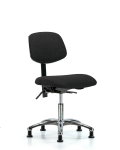 Fabric Chair Chrome - Desk Height with Stationary Glides in Black Fabric FDHCH-CR-T0-A0-RG-F42