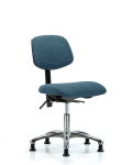 Fabric Chair Chrome - Desk Height with Stationary Glides in Blue Fabric FDHCH-CR-T0-A0-RG-F43