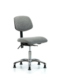 Fabric Chair Chrome - Desk Height with Stationary Glides in Gray Fabric FDHCH-CR-T0-A0-RG-F44