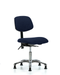 Fabric Chair Chrome - Desk Height with Stationary Glides in Navy Fabric FDHCH-CR-T0-A0-RG-F45